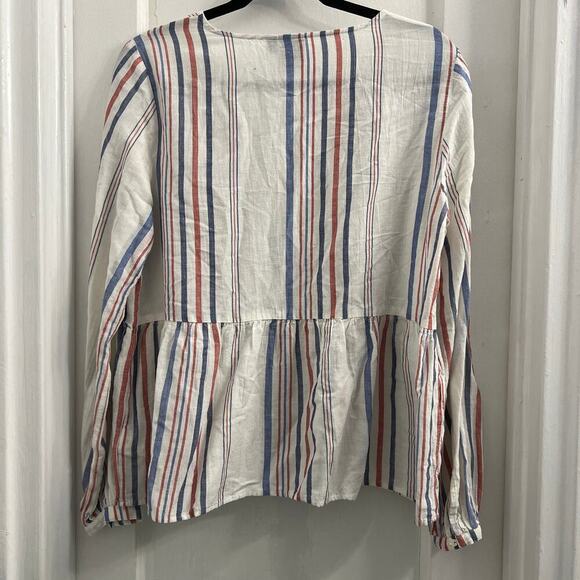 GAP Peplum Hem Red White and Blue Stripe Cotton Lightweight Top, size M - Picture 3 of 5